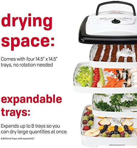Square stackable eight tray white dehydrator — photo 3