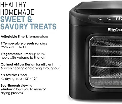 Programmable six tray black food dehydrator — photo 4