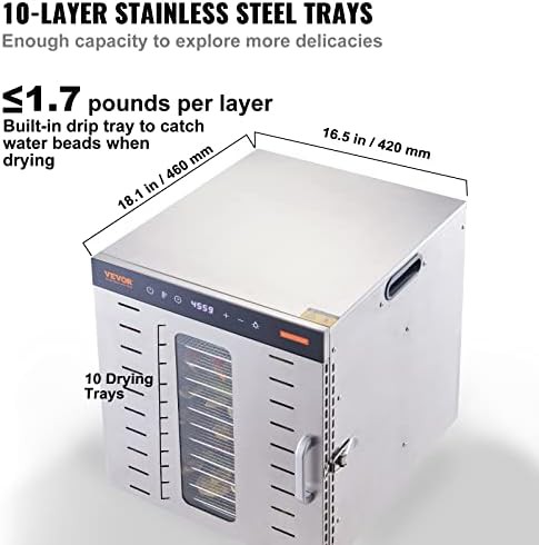 Ten tray stainless steel 1000W food dryer — photo 3