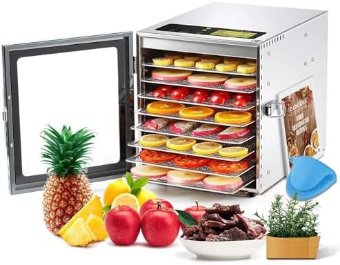 Eight tray stainless steel meat dehydrator