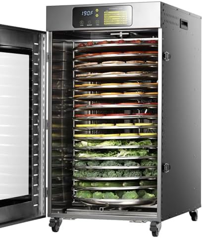 Rotary food dehydrator with 16 trays in gray