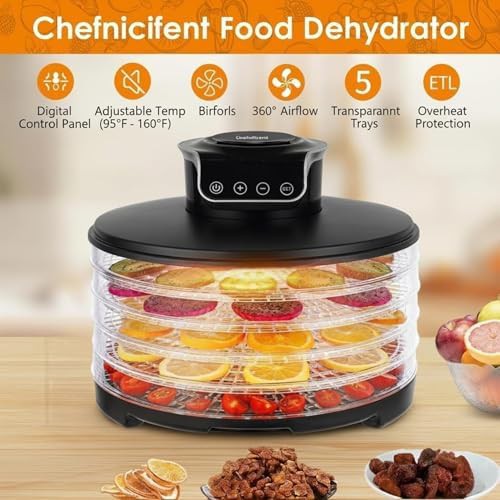 Black five tray adjustable food dehydrator — photo 3
