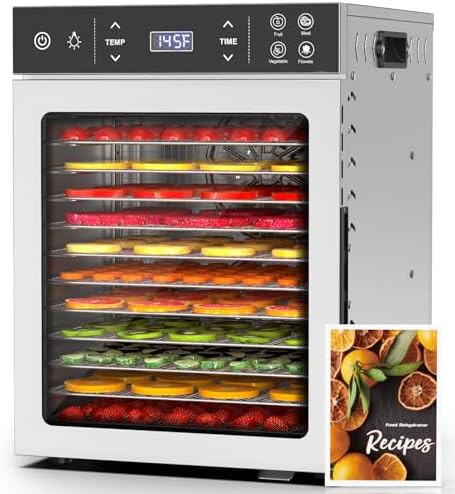 Twelve tray dehydrator with glass window