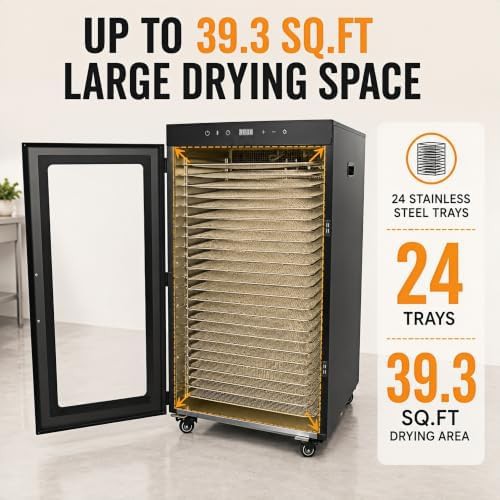 Black twenty four tray mobile commercial dehydrator — photo 3