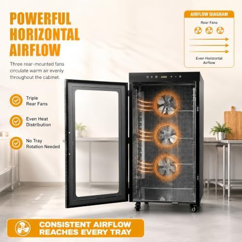 Black twenty four tray mobile commercial dehydrator — photo 4