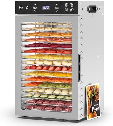 Sixteen tray stainless steel high power dehydrator