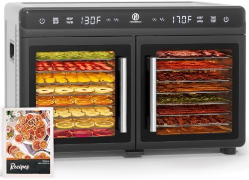 Dual zone sixteen tray food dehydrator