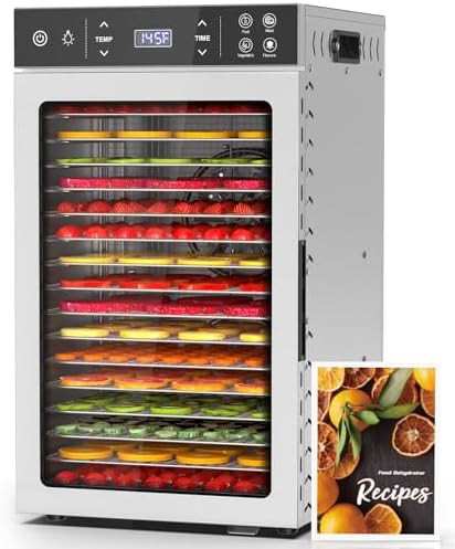 Sixteen tray stainless dehydrator with presets